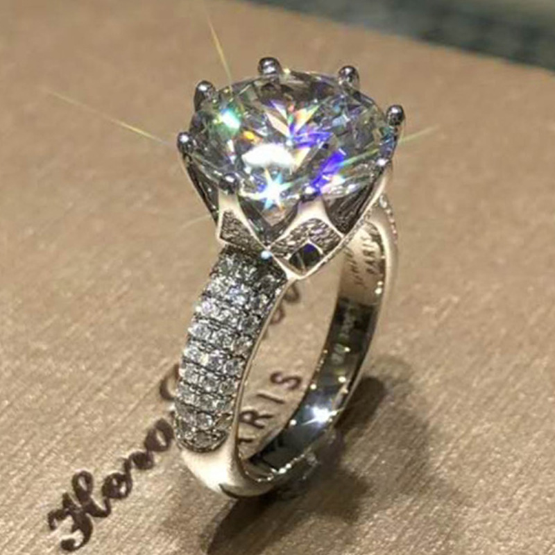 钻石之乡河南商丘欧美热卖鸽子蛋锆石戒指 豪华皇冠群满钻八a1122