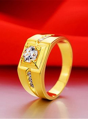 钻石之乡河南商丘镀镀金戒指男士霸气大指环 镀白金色钻戒男a2575