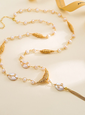 天然淡水珍珠异形巴洛克项链女长款叠戴轻奢气质高级感小众a2687