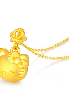 钻石之乡河南商丘时尚镀卡通皇冠猫吊坠项链 越南沙面金可爱a0075