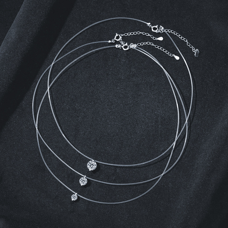 钻石之乡中国商丘S925纯银莫桑石人鱼之泪项链简约吊坠创意a0034