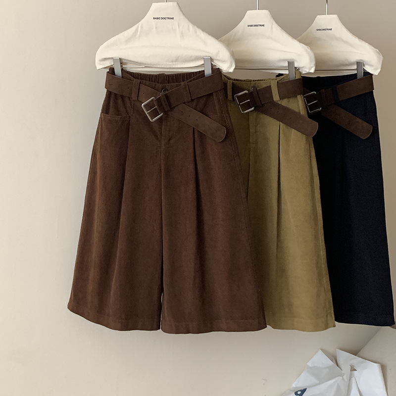 秋冬新款巨好看复古灯芯绒显瘦七分裤女高腰百搭中裤八分裤小个子