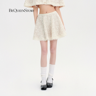 [iu、余茵同款]BeQueenStory26早春新款刺绣蕾丝高腰千金风半身裙
