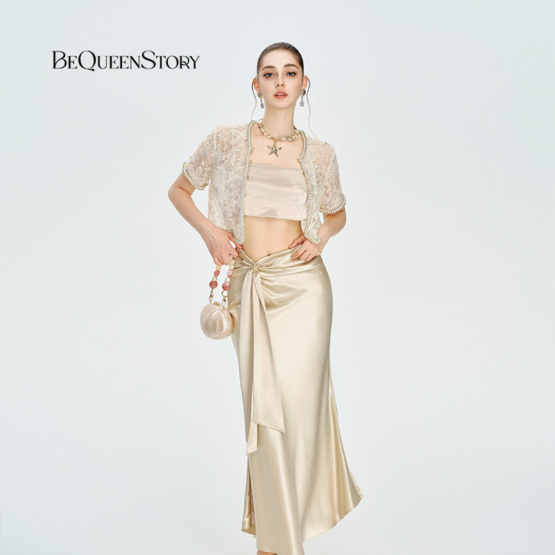 【博主同款】BeQueenStory2025春夏新款浅金咖精致复古鱼尾半身裙,女装/女士精品,半身裙,淘宝优惠券,粉丝福利购,淘宝优惠卷