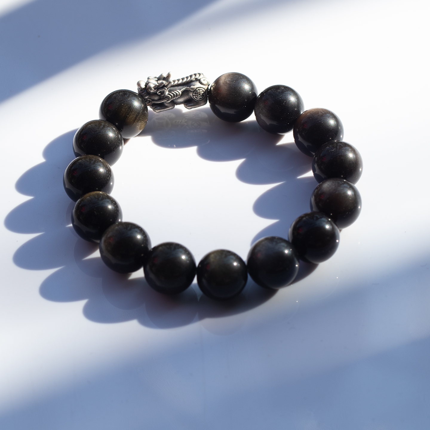 天然水晶手串金曜石银曜石手链