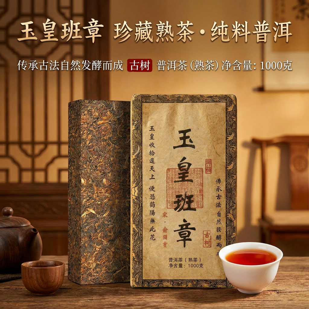 1988勐海云南普洱茶古树茶玉皇班章茶砖老熟茶叶1000克/砖