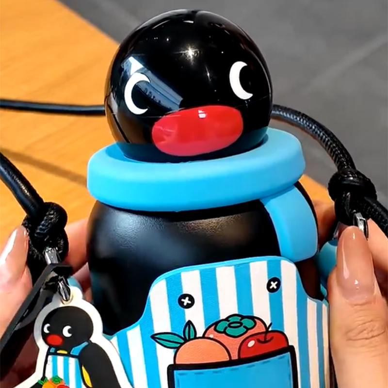 KKV官方Pingu系列保温杯家用学生可背创意卡通高颜值便携水壶水杯