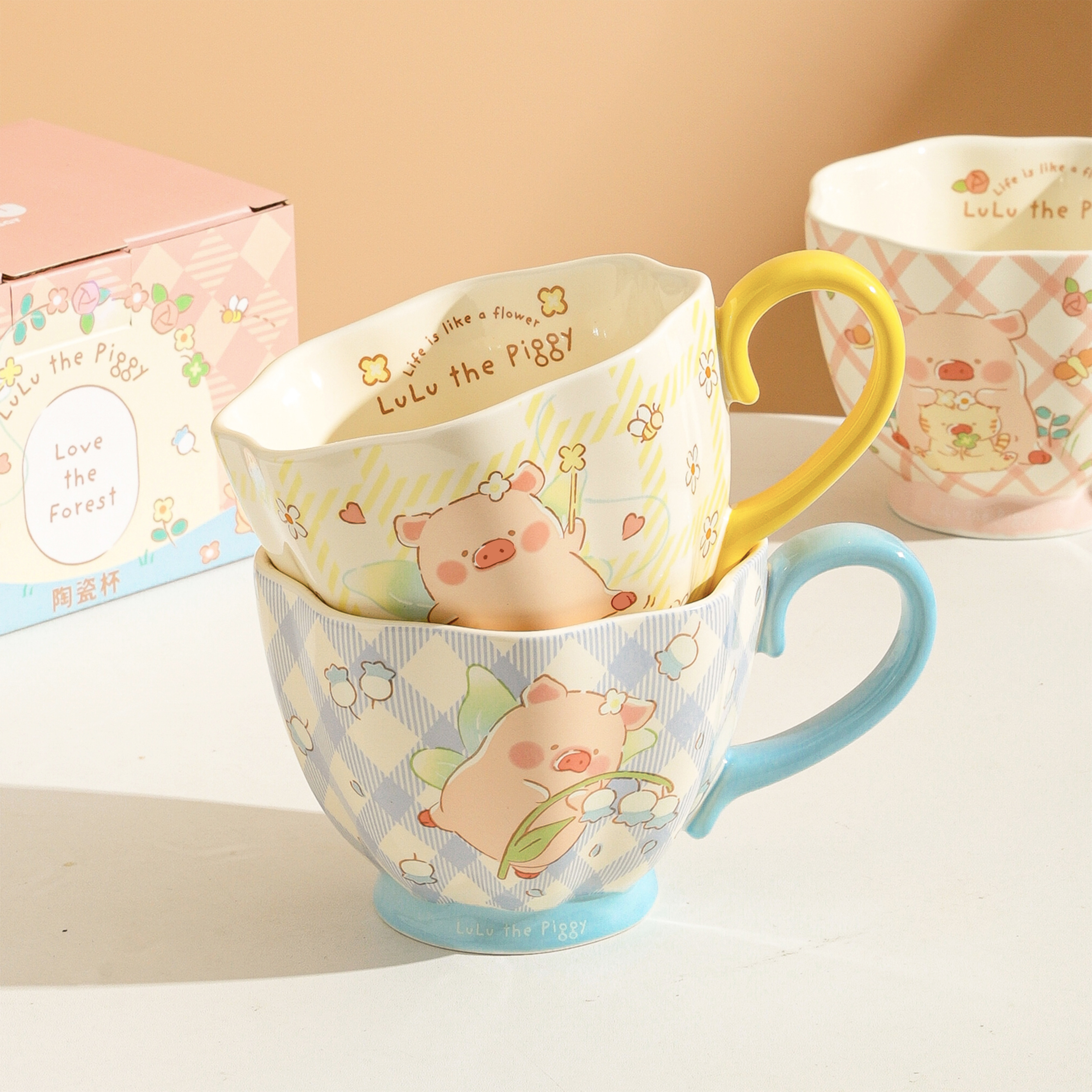 KKV正品川岛屋LULU猪花仙子陶瓷杯系列ins风精致下午茶杯子400ml,模玩/动漫/周边/娃圈三坑/桌游,动漫水杯/居家/百货,淘宝优惠券,粉丝福利购,淘宝优惠卷