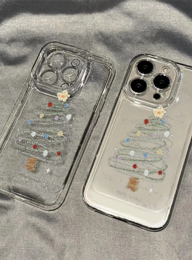 圣诞树适用vivos10e手机壳透明vivox50/60/3070硅胶y77/76/51s防摔iQOOneo8/z7/6/5/3创意iQOO11/10pro个性壳