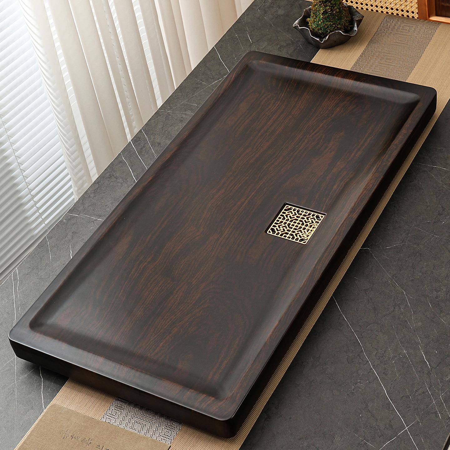 茶盘实木整块花梨木高端轻奢简约复古新中式茶台家用客厅茶具托盘