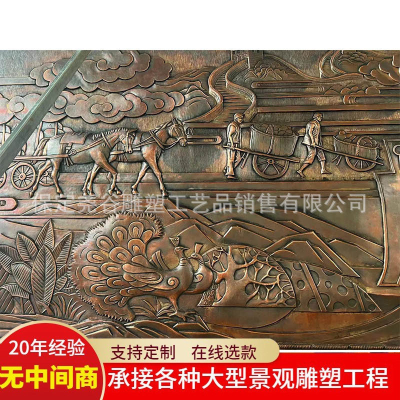 大型锻铜茶马古道主题浮雕丝绸之路文化墙古代典故纯铜故事影壁墙