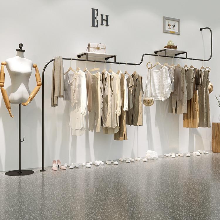 女装店货架展示架商场专用简约北欧风黑色上墙壁挂侧挂衣服展示架