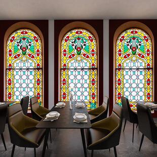 梵蒂冈彩色彷玻璃窗花卡布发光灯箱法式覆古天花吊顶装饰定制软膜