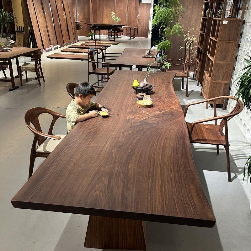 北美黑胡桃木大板南美原木实木简约茶桌茶台餐桌办公书桌面现货