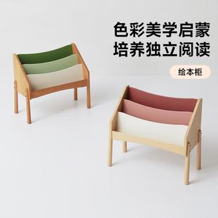 异果酱实木儿童书架落地杂志架置物架绘本架绘本收纳架宝宝小书柜