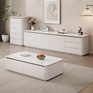 纯实木高款岩板茶几电视柜组合轻奢家用客厅简约现代新款高柜60cm