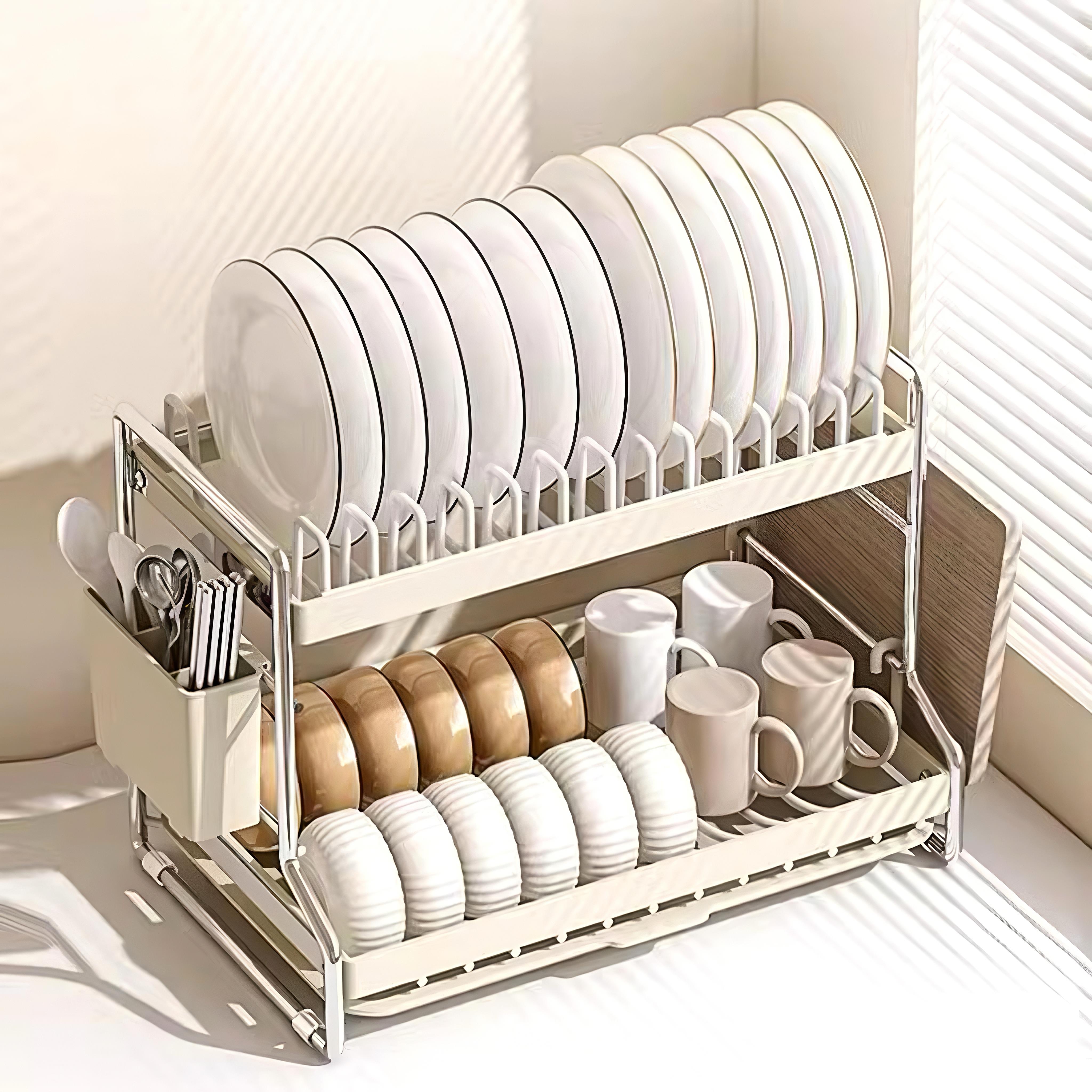 厨房超小三层碗架碟架沥水架台面家用多功能收纳免打孔置物架