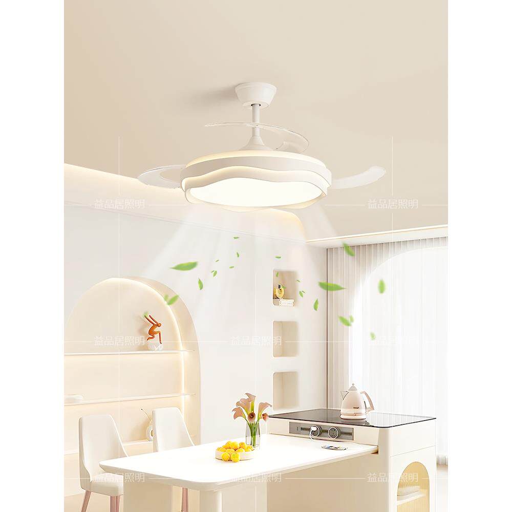 2025新餐厅风扇灯枝形吊灯现代简单大气风扇集成灯无声强风风扇灯