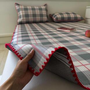 覆古格纹冰藤席冰丝凉席床垫三件套夏天2025新款高级感空调软凉席