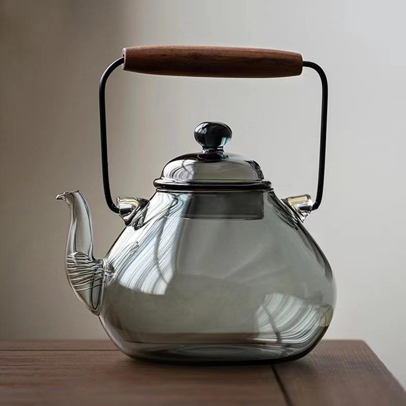 围炉煮茶桌复古高硼硅玻璃提梁壶电陶炉烧水壶家用玻璃茶壶大容量