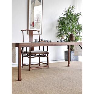 儒鸿铭家新中式北美黑胡桃木马蹄桌禅意简约茶桌宋氏美学办公家具