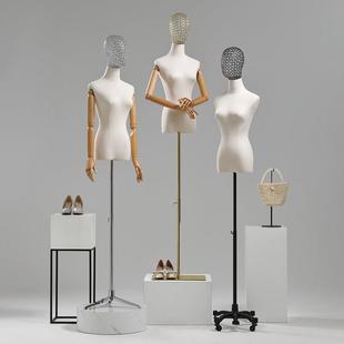 服装店模特道具女半身人体婚纱展示架女装橱窗人台镂空头模特架子