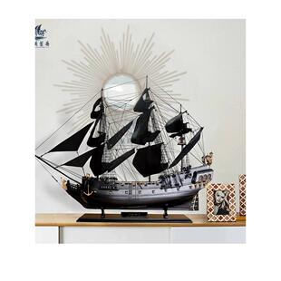 彷真木质地中海黑珍珠号帆船模型装饰摆件杰克船长一帆风顺工艺船