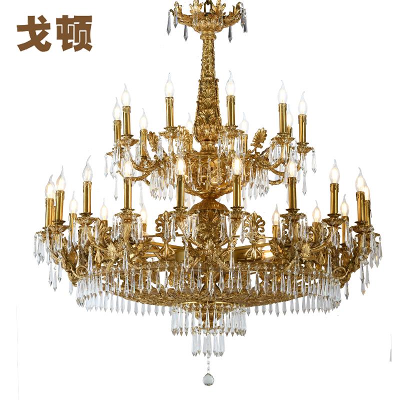 法式复古奢华别墅客厅水晶灯餐厅灯欧式全铜挑空复式楼客厅大吊灯