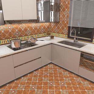 厨房化妆室地板地砖贴纸防水耐磨阳台地面墙面装饰瓷砖墙贴画 画