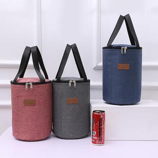 饭盒袋手提带饭包圆形保温桶保温袋铝箔加厚焖烧壶水杯带饭便当包