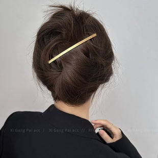 简约大号发夹女后脑勺弹簧夹子头饰2024新款冷淡风金属发卡一字夹