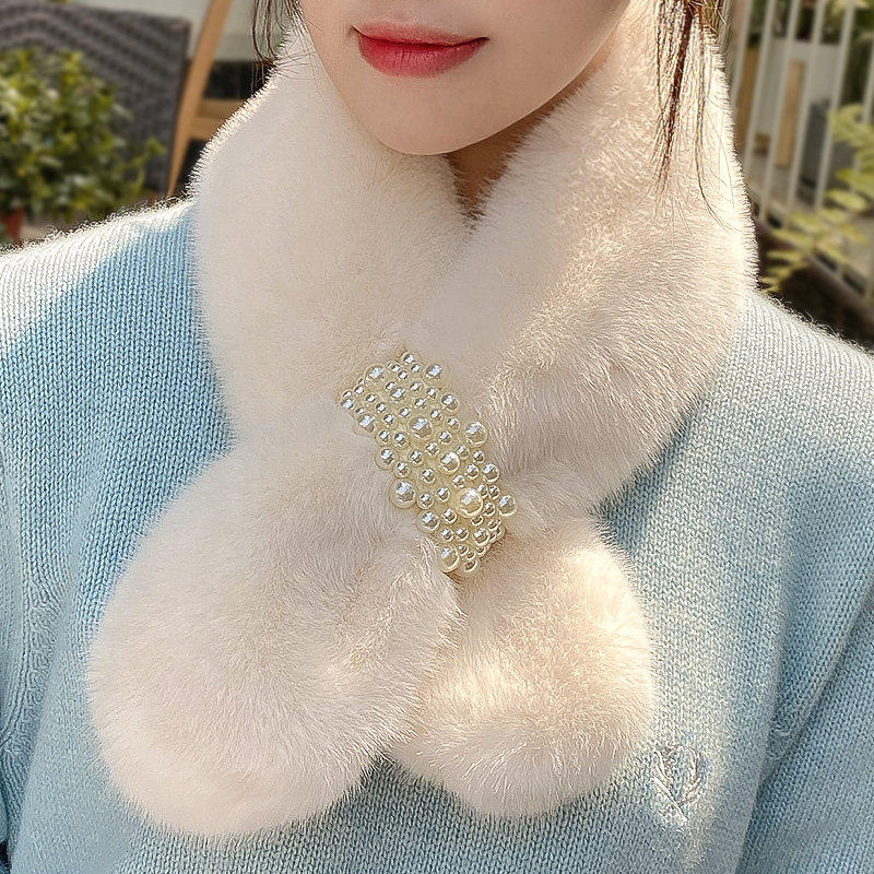 2026新款毛毛领围巾围脖冬季女护颈百搭可爱少女仿獭兔毛绒高级感