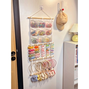 儿童发饰收纳神器挂墙上首饰品架女孩发夹卡皮筋发圈发箍头绳挂袋