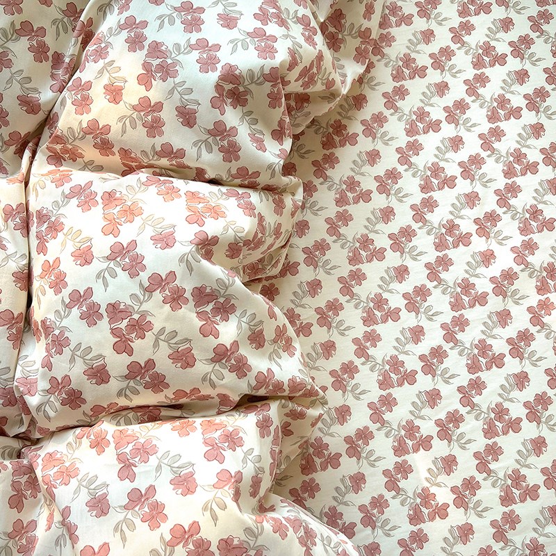 小花纯棉床单单张100棉炕床单1.5米宿舍单双人床枕套2套三件套