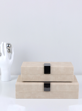 简约现代意式轻奢皮革收纳盒摆件家居装饰品化妆间首饰盒卧室摆设