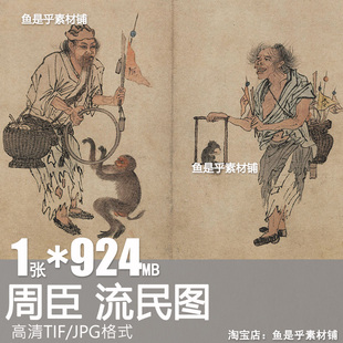 流民图流氓明周臣古代流民乞丐民间疾苦人物绘画高清电子图片素材