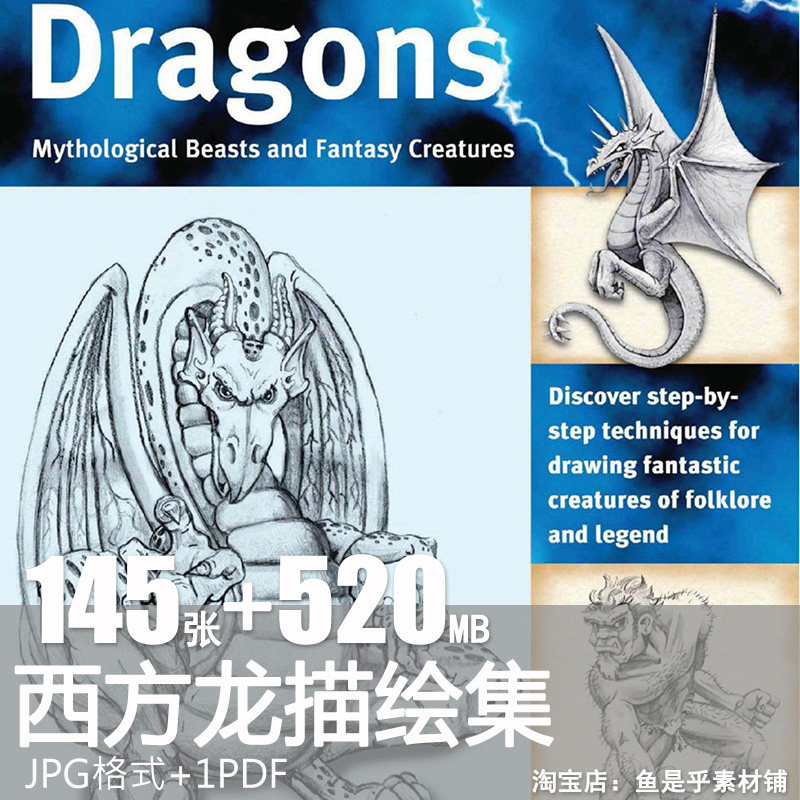 西方龙描绘集官方设定画集龙的画法技法电子素材绘画线稿素描基础