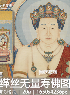 清缂丝无量寿佛图轴古代丝织人物佛像艺术参考国画电子版图片素材