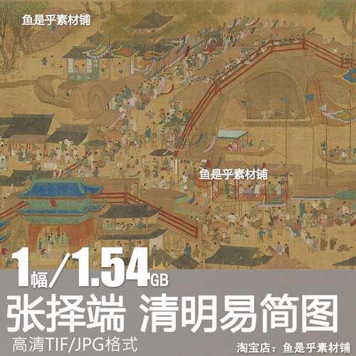 清明易简图北宋张择端绘画作品高清国画临摹参考艺术电子图片素材