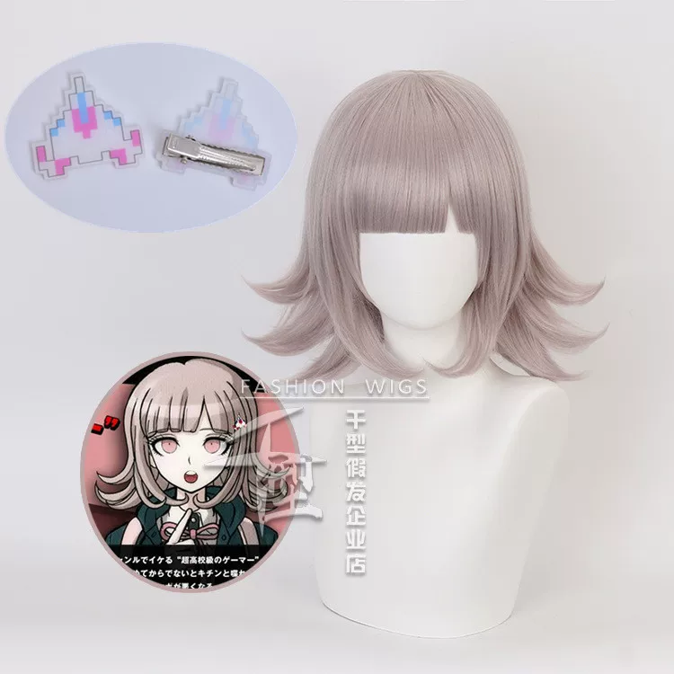 Парик Super Danganronpa Nanami Chiaki, косплей 120 см, синтетический короткий многослойный стиль
