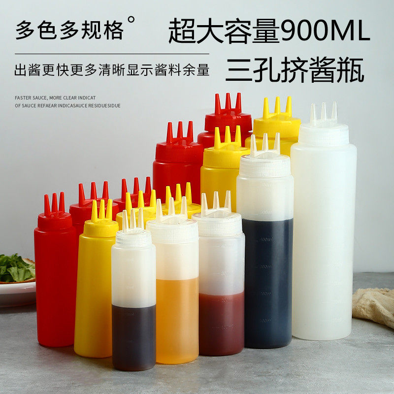 塑料酱汁瓶三孔挤酱瓶商用大容量图片