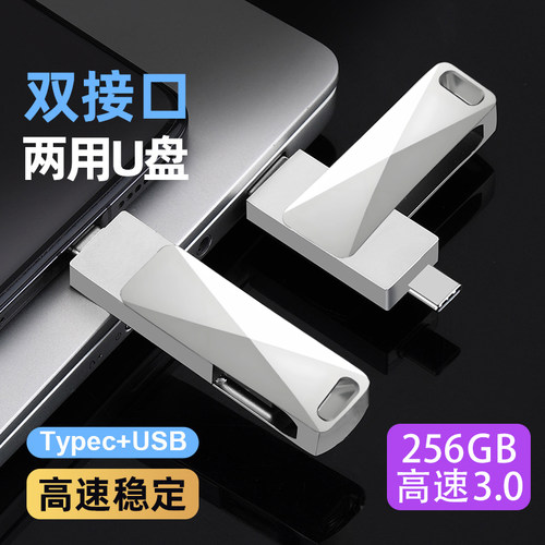 高速U盘256g二合一优盘免费刻字