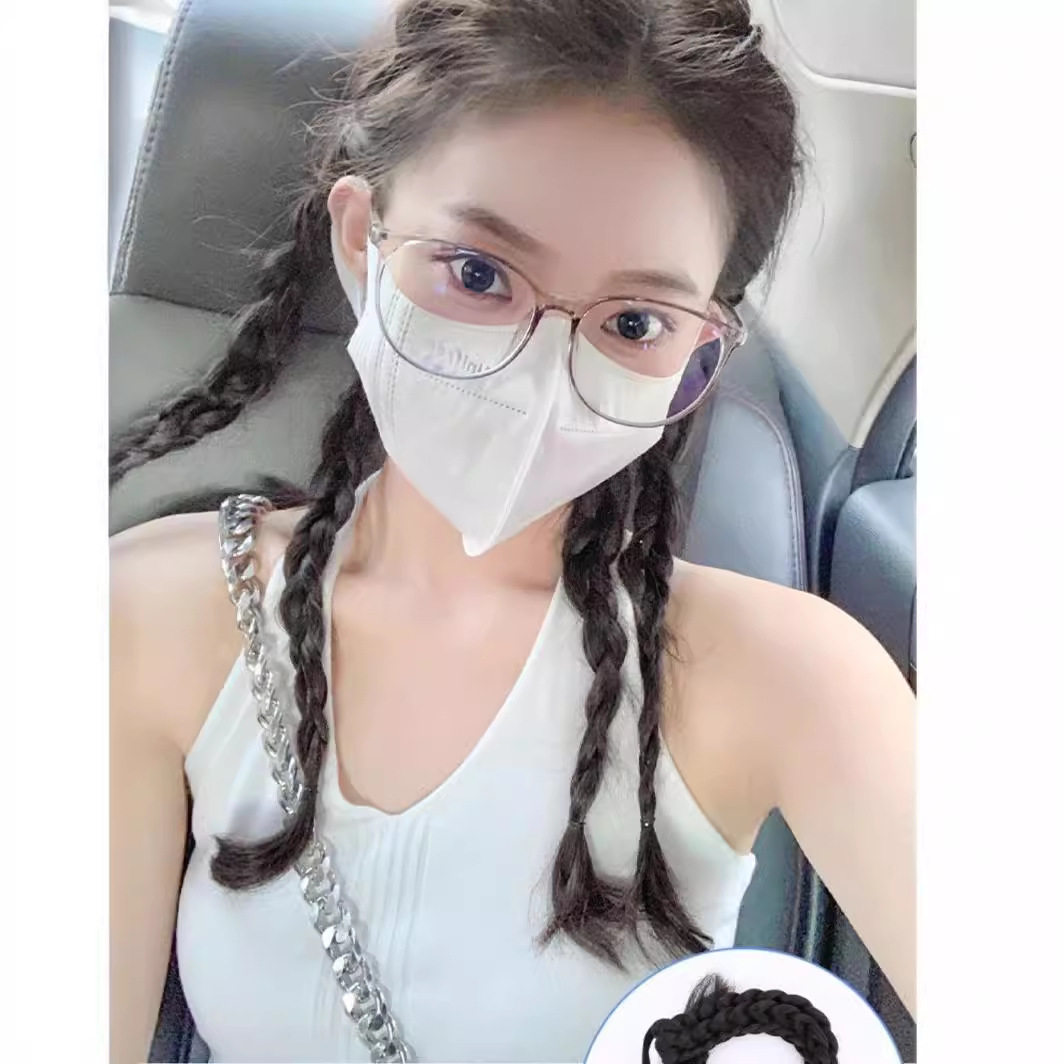 甜酷麻花辫马尾女孩手工鱼骨编制麻花拳击辫网红女团辣妹脏辫马尾