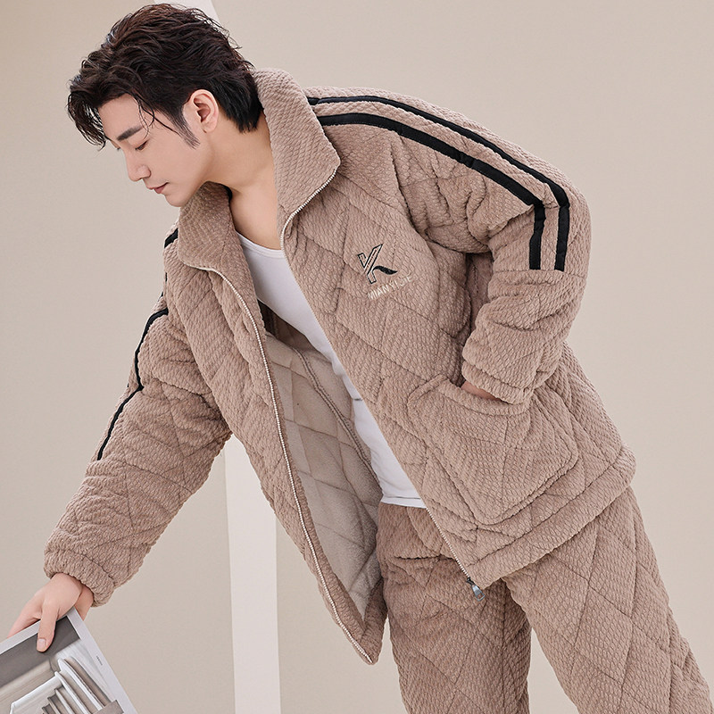 珊瑚绒睡衣男士秋冬款加厚加绒保暖三层夹棉冬季法兰绒家居服套装,女士内衣/男士内衣/家居服,睡衣/家居服套装,淘宝优惠券,粉丝福利购,淘宝优惠卷