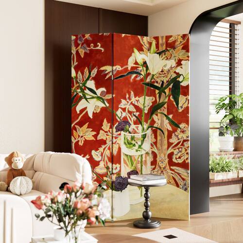 新中式花鸟屏风客厅折叠移动入户