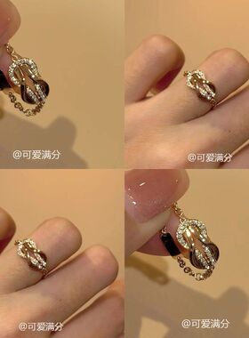 扣电镀真金锆石18食指马蹄轻奢