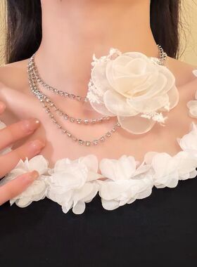 项饰多层颈链雪纺项链闪钻高级