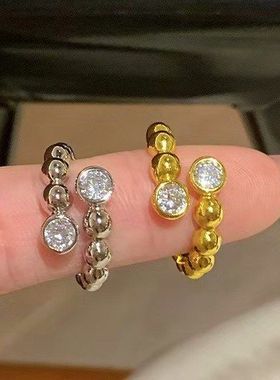 戒指手饰开口高级感女圆形锆石