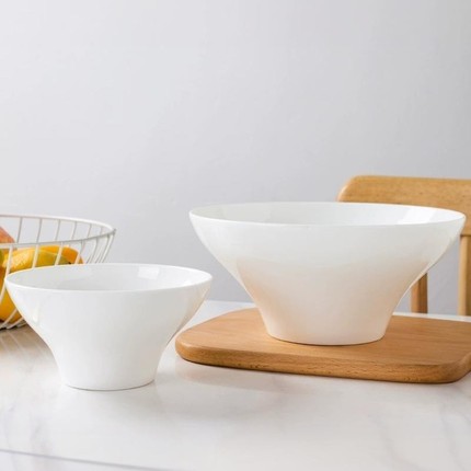 高档骨瓷餐具日式饭碗拉面碗家用面碗甜品碗纯白简约陶瓷碗微波炉
