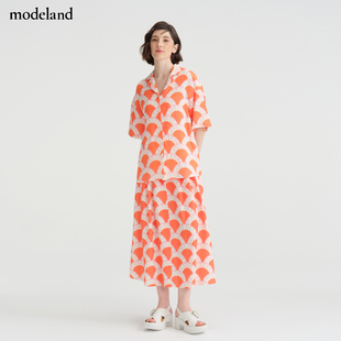 CYNTHIA&XIAO夏日亚麻印花休闲半裙